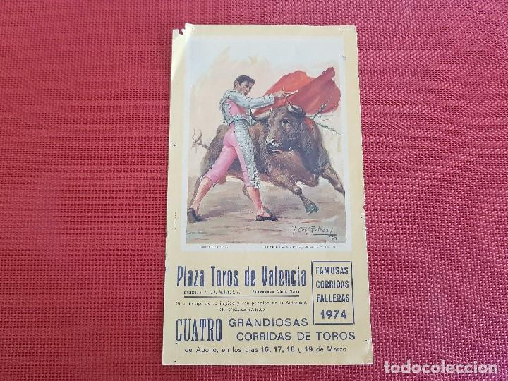 Carteles toros: PROGRAMA DE MANO PLAZA DE TOROS VALENCIA A&Ntilde;O 1974 - Foto 1