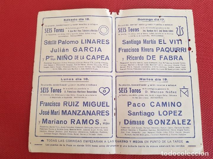 Carteles toros: PROGRAMA DE MANO PLAZA DE TOROS VALENCIA A&Ntilde;O 1974 - Foto 3