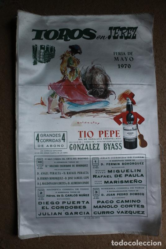 Carteles Toros: Cartel de toros de Jerez. Feria de Mayo 1970. Rafael de Paula, Marismeño, Diego Puerta - Foto 1 - 140397694