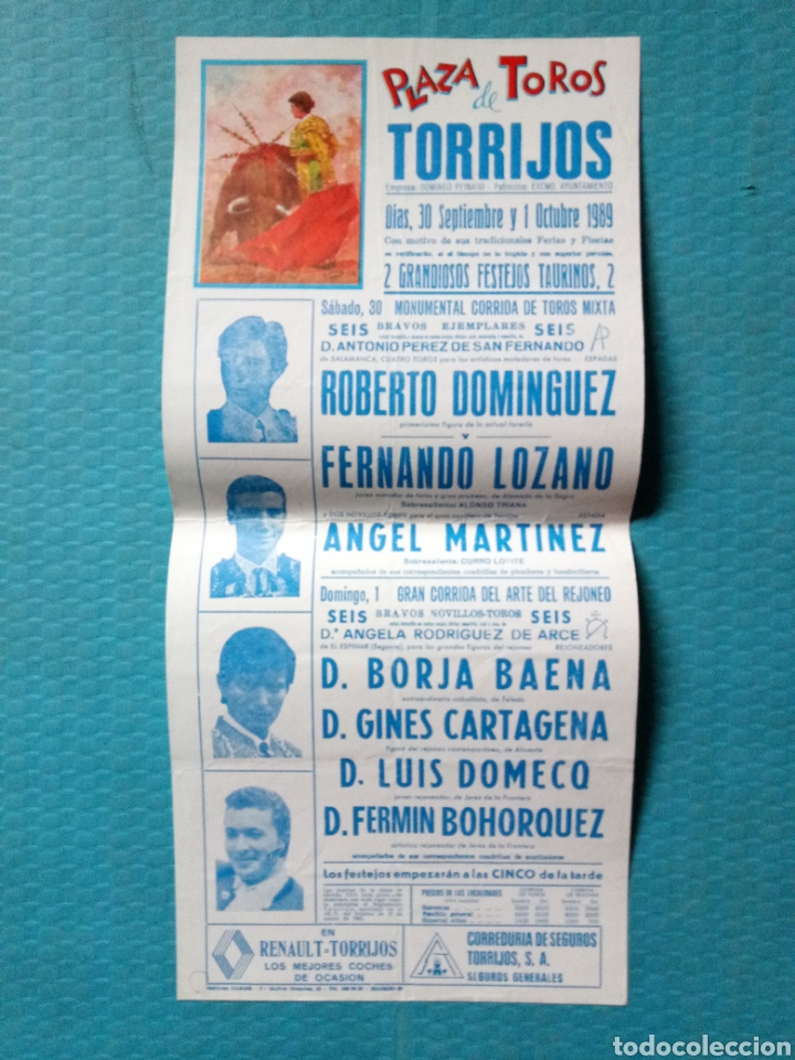 Affiches Tauromachie: CARTEL DE TOROS A&Ntilde;O 1989 PLAZA DE TOROS DE TORRIJOS, Toledo 44x20.5 CMS