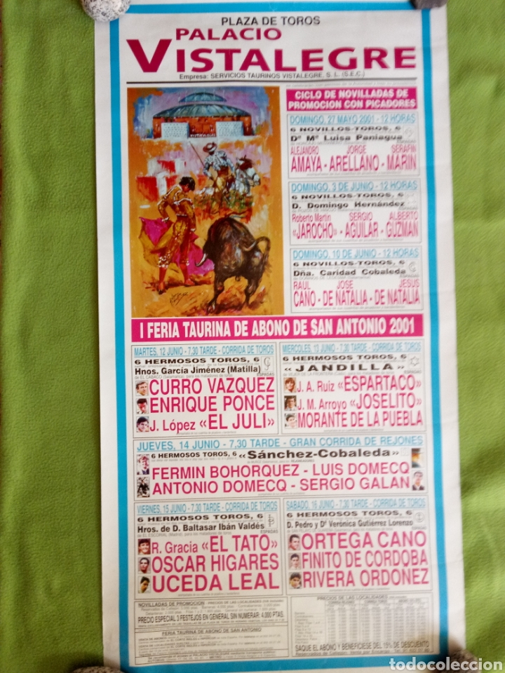 Plakate Stiere: CARTEL DE TOROS PLAZA PALACIO VISTA ALEGRE A&Ntilde;O 2001 Formato 88x46 Cms aprox.