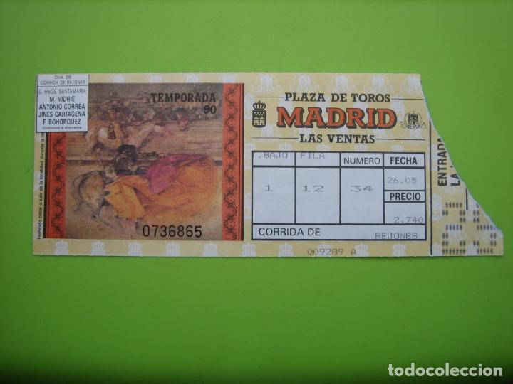 Carteles toros: Entrada plaza de toros de Madrid 1990 - Foto 1