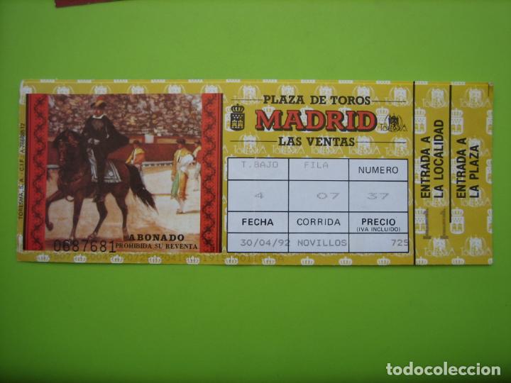 Carteles toros: Entrada plaza de toros de Madrid 1992 - Foto 1