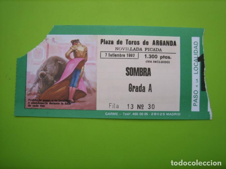 Carteles toros: Entrada plaza de toros de Arganda 1992 - Foto 1