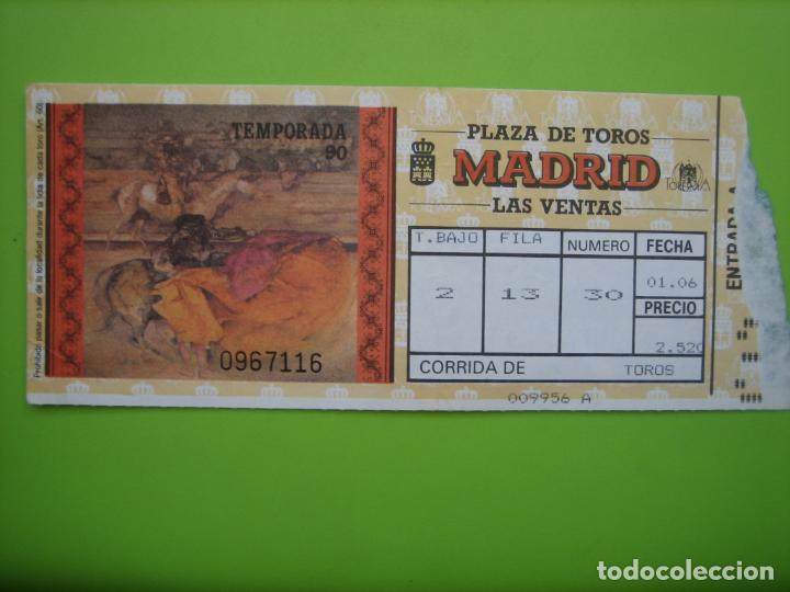 Carteles toros: Entrada plaza de toros de Madrid 1990 - Foto 1