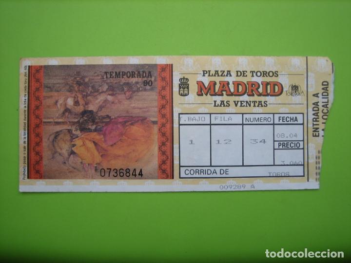 Carteles toros: Entrada plaza de toros de Madrid 1990 - Foto 1