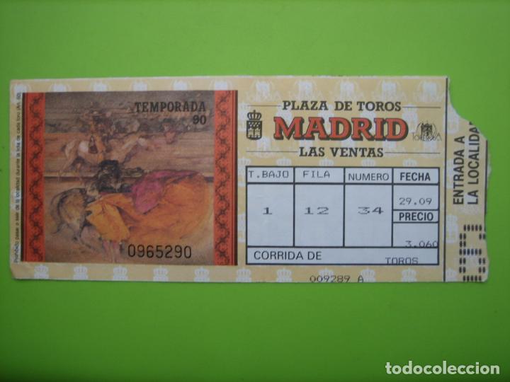 Carteles toros: Entrada plaza de toros de Madrid 1990 - Foto 1