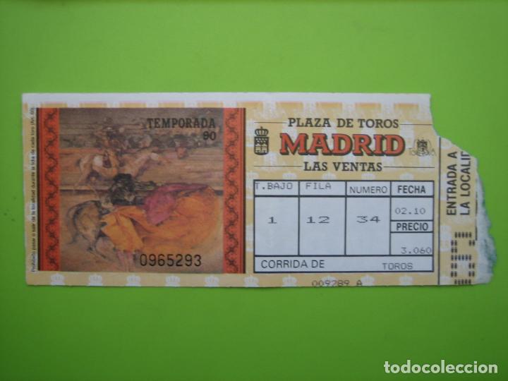 Carteles toros: Entrada plaza de toros de Madrid 1990 - Foto 1
