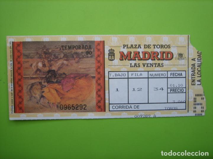 Carteles toros: Entrada plaza de toros de Madrid 1990 - Foto 1