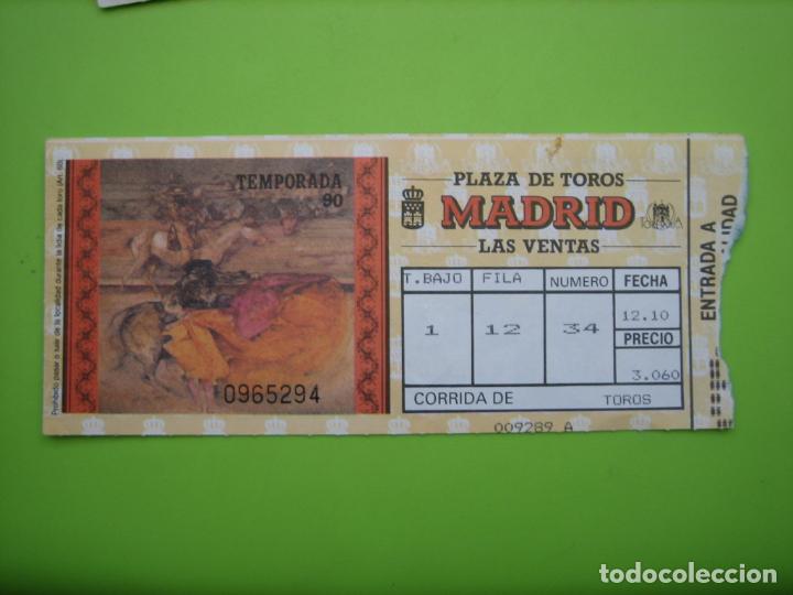 Carteles toros: Entrada plaza de toros de Madrid 1990 - Foto 1