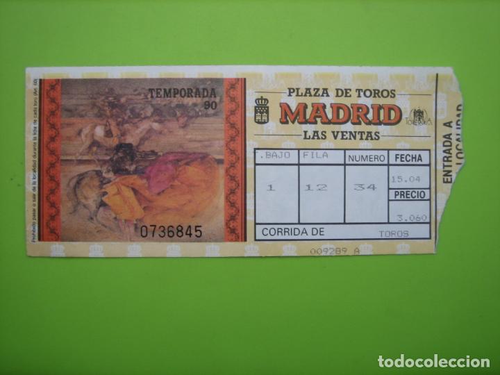 Carteles toros: Entrada plaza de toros de Madrid 1990 - Foto 1