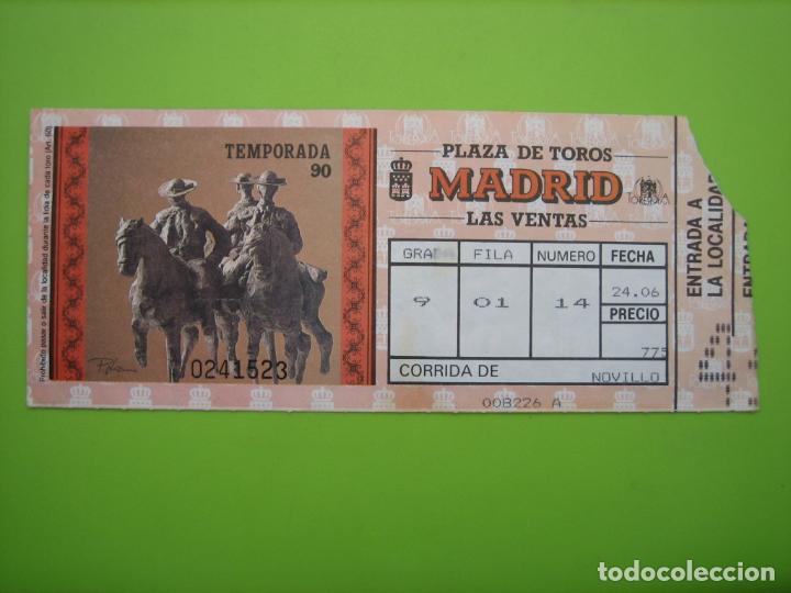 Carteles toros: Entrada plaza de toros de Madrid 1990 - Foto 1