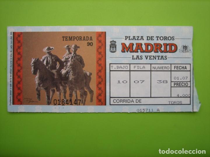 Carteles toros: Entrada plaza de toros de Madrid 1990 - Foto 1