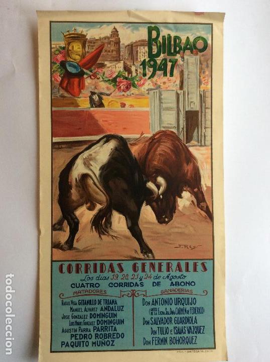 Carteles toros: CARTEL TOROS BILBAO 1947 - Foto 2
