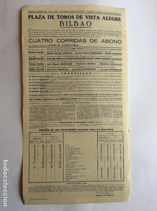 Carteles toros: CARTEL TOROS BILBAO 1948 - Foto 2