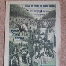 Carteles Toros: CARTEL DE TOROS DE SANTA EUGENIA. GERONA. 8 DE MAYO DE 1902. ALGABEÑO, VILLITA Y CHICUELO