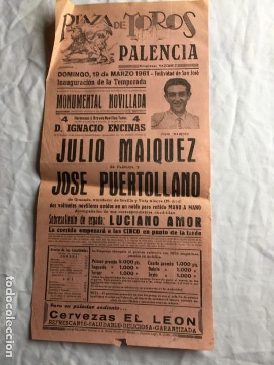 Carteles toros: Plaza de Palencia 1961 - Foto 1