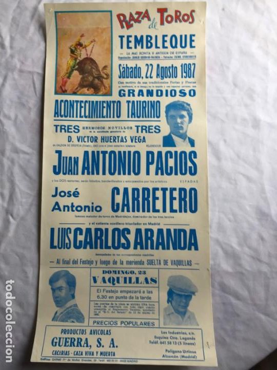 Carteles toros: Plaza de Tembleque 1987 - Foto 1
