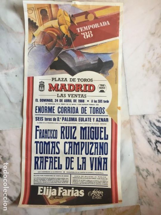 Carteles toros: Plaza de Toros de Madrid Las ventas 1988 - Foto 1
