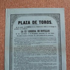 Carteles Toros: CARTEL DE TOROS DE MADRID. 23 DE FEBRERO DE 1851.HOSPITALES GENERALES. ISIDRO SANTIAGO. Lote 192316155