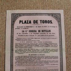 Carteles Toros: CARTEL DE TOROS DE MADRID. 1 DE ENERO DE 1851. ISIDRO SANTIAGO. HOSPITALES GENERALES . Lote 192316323