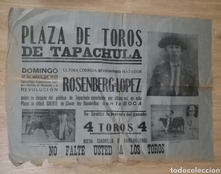 Carteles toros: Corrida de toros en Tapachula M&eacute;xico 1931 - Foto 1