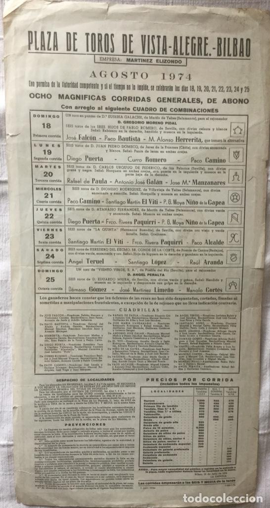 Carteles toros: CARTEL DE TOROS BILBAO 1964 - Foto 2