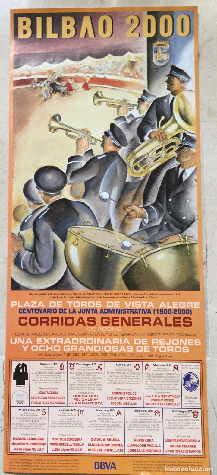 Carteles toros: CARTEL DE LAS CORRIDAS GENERALES DE BILBAO 2000 - Foto 1
