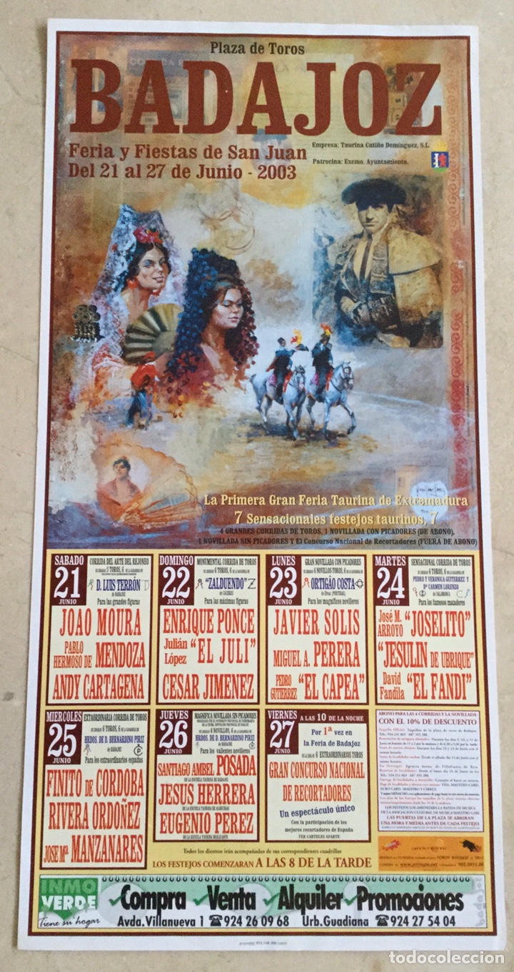 Carteles toros: CARTEL DE LA FERIA DE BADAJOZ DE 2003 - Foto 1
