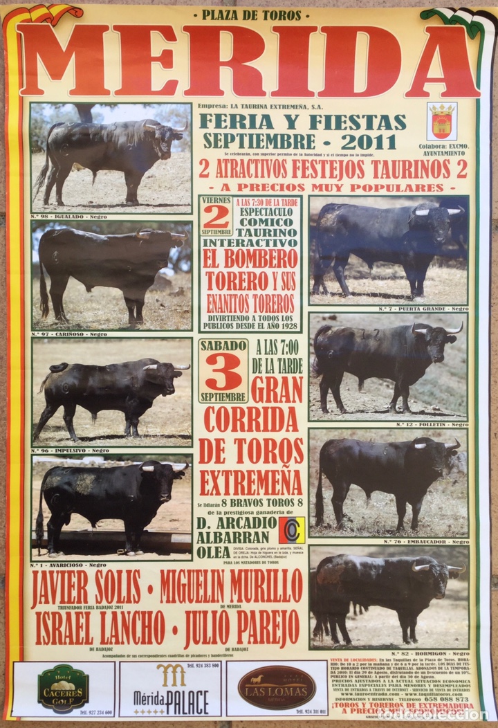 Carteles toros: CARTEL DE LA FERIA DE MERIDA DE 2011 - Foto 1