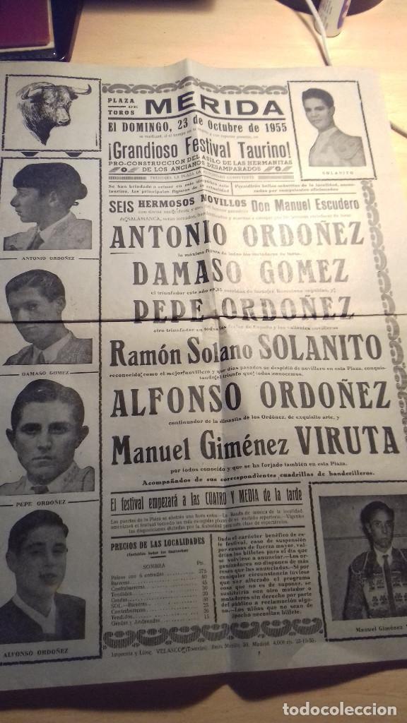 Carteles toros: MERIDA CARTEL DE NOVILLADA EN 1955 - Foto 1