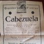 CABEZUELA SEGOVIA CARTEL CORRIDA DE NOVILLOS 1934 21 X 31 CMTS
