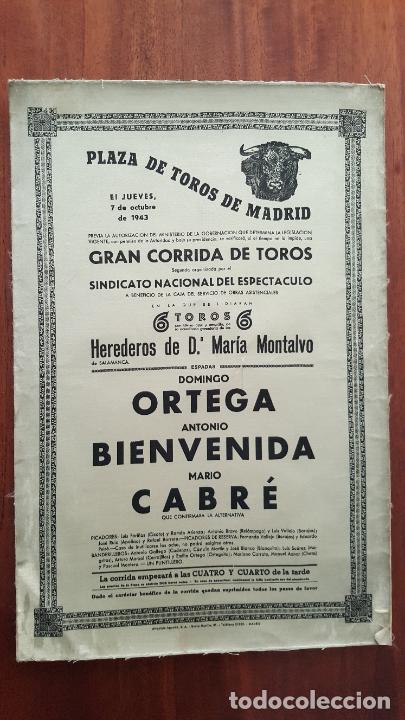 Carteles toros: CARTEL DE SEDA MADRID 1943 (30) - Foto 2
