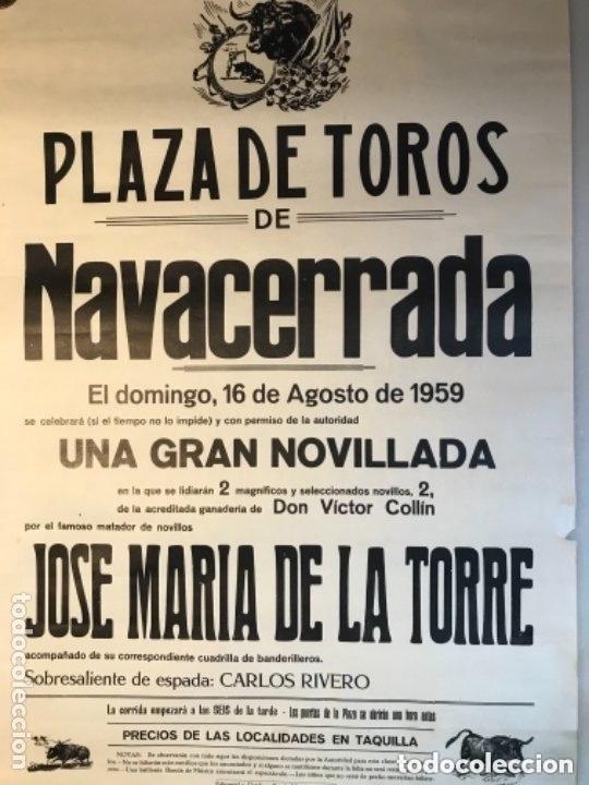 Carteles toros: Cartel toros Navacerrada, Madrid- 1959 - Foto 1