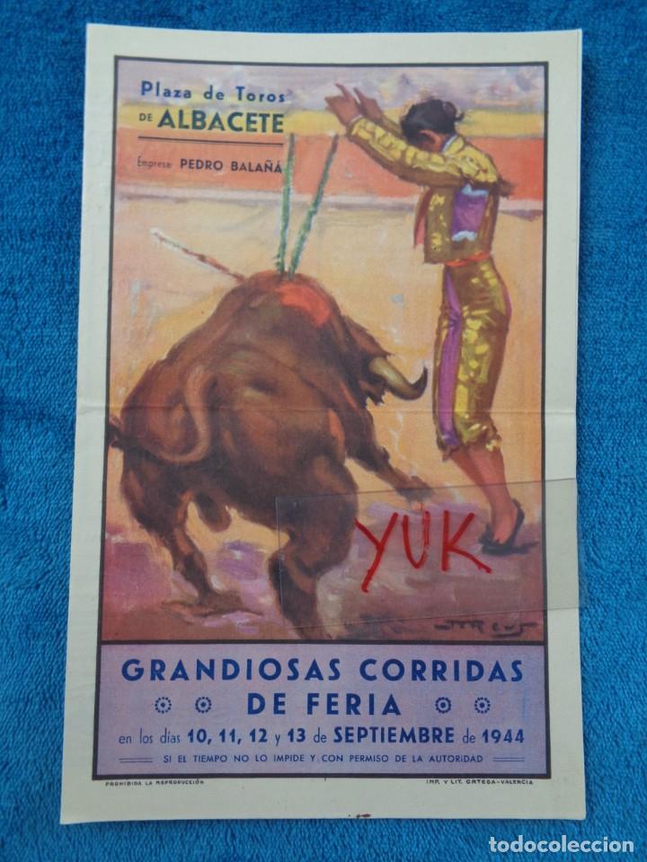 Carteles toros: PROGRAMA TOROS DE LA PLAZA DE TOROS DE ALBACETE DE 1944 - Foto 1