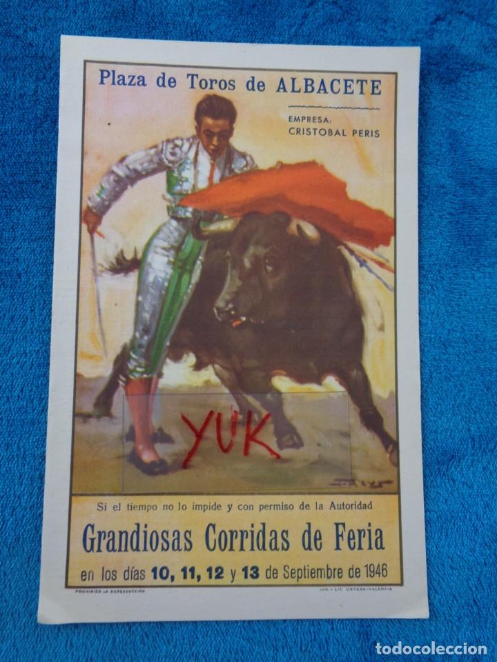 Carteles toros: PROGRAMA TOROS DE LA PLAZA DE TOROS DE ALBACETE DE 1946 - Foto 1