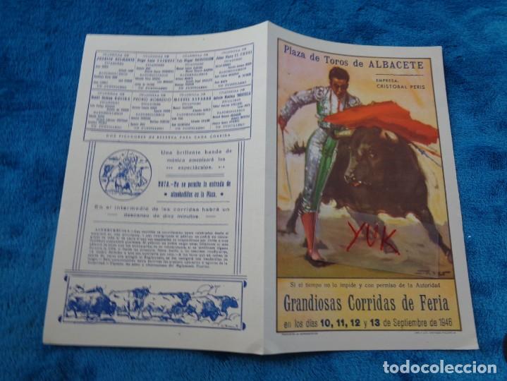 Carteles toros: PROGRAMA TOROS DE LA PLAZA DE TOROS DE ALBACETE DE 1946 - Foto 3