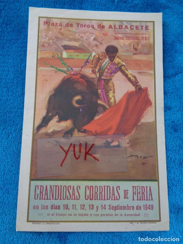 Carteles toros: PROGRAMA TOROS DE LA PLAZA DE TOROS DE ALBACETE DE 1949 - Foto 1