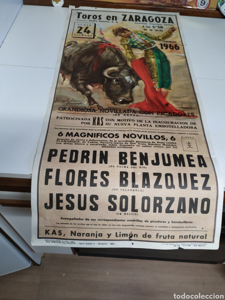Carteles toros: Cartel de toros en Zaragoza 1966 - Foto 1