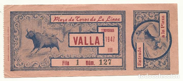 Carteles toros: ENTRADA DE TOROS DE LA L&Iacute;NEA. 1947 - Foto 1