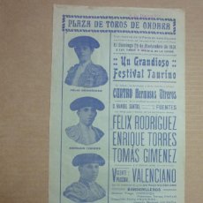 Carteles Toros: ONDARA (ALICANTE). 6 DE DICIEMBRE DE 1931. GRANDIOSO FESTIVAL TAURINO CON BANDERILLEROS.