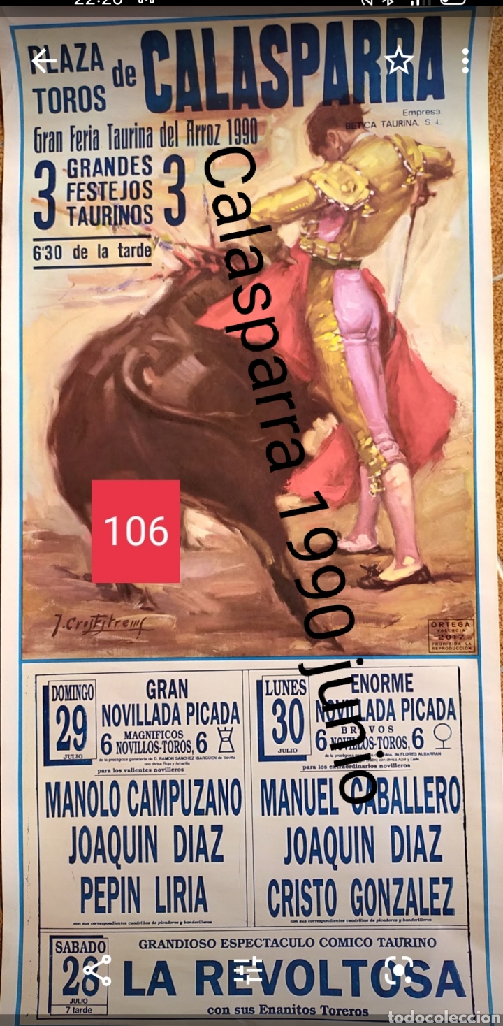 Carteles toros: Cartel de toros de Calasparra 1990 - Foto 1