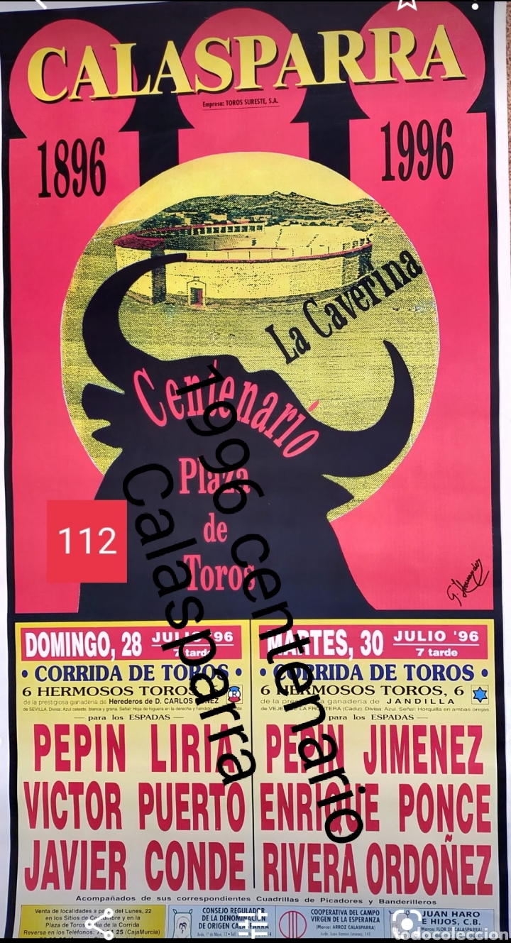 Carteles toros: Calasparra centenario 1996 cartel de toros - Foto 1