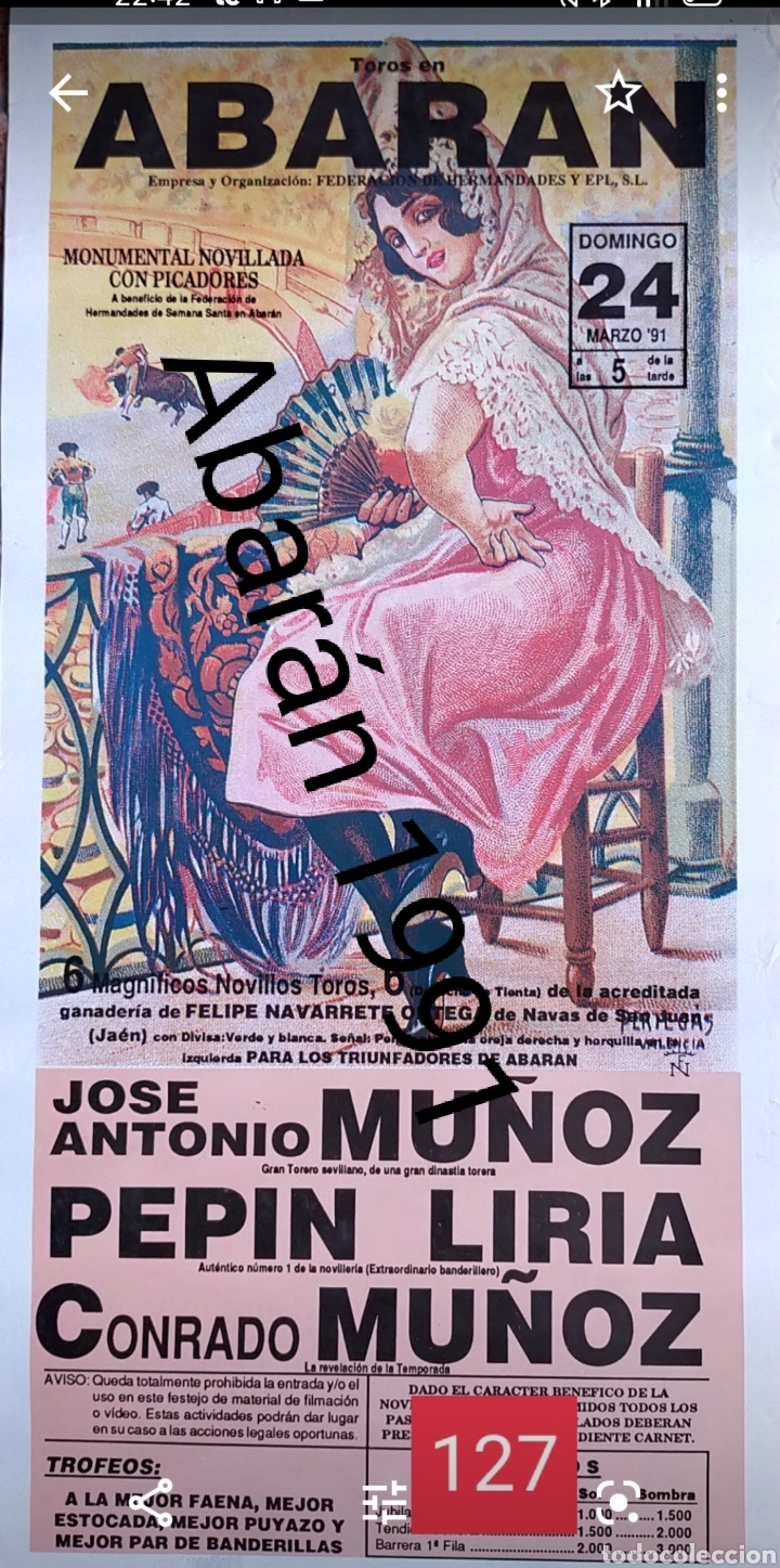 Carteles toros: 1991 Abar&aacute;n cartel de toros - Foto 1