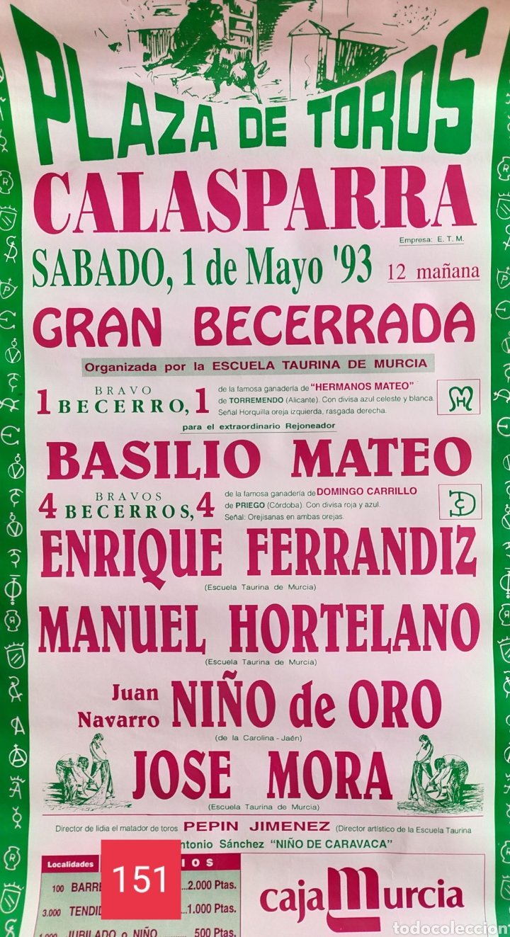 Carteles toros: Plaza de toros de Calasparra 1993 - Foto 1