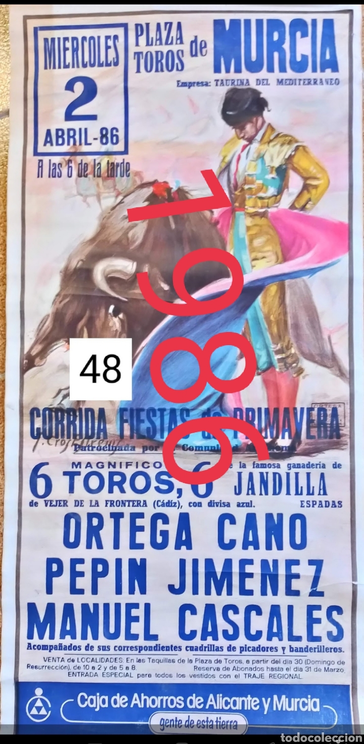Carteles toros: 1986 cartel de toros Murcia - Foto 1