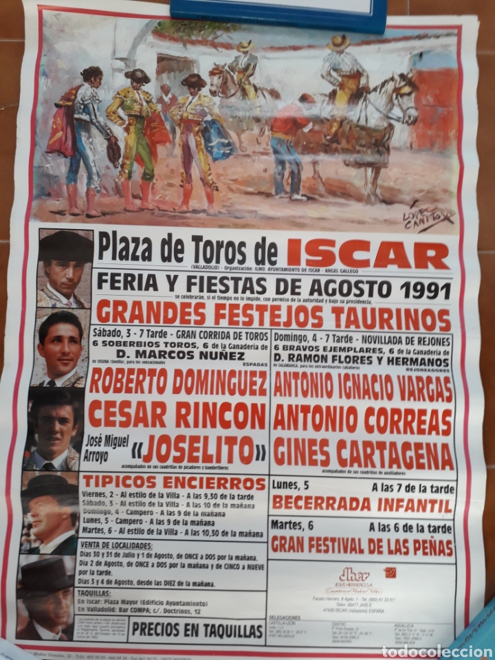 Carteles toros: CARTEL DE TOROS. FERIA DE ISCAR. 1991 - Foto 2