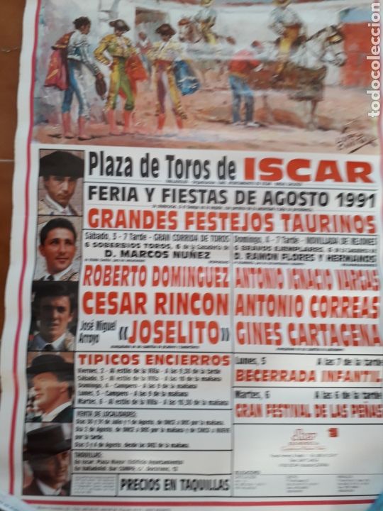 Carteles toros: CARTEL DE TOROS. FERIA DE ISCAR. 1991 - Foto 1