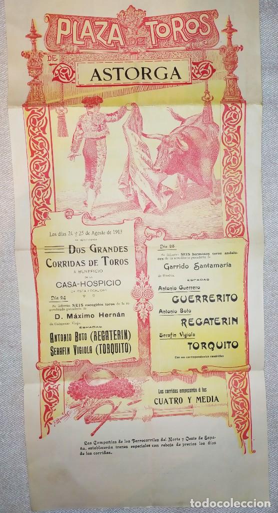 Carteles toros: ASTORGA CARTEL TOROS 1913 - Foto 1
