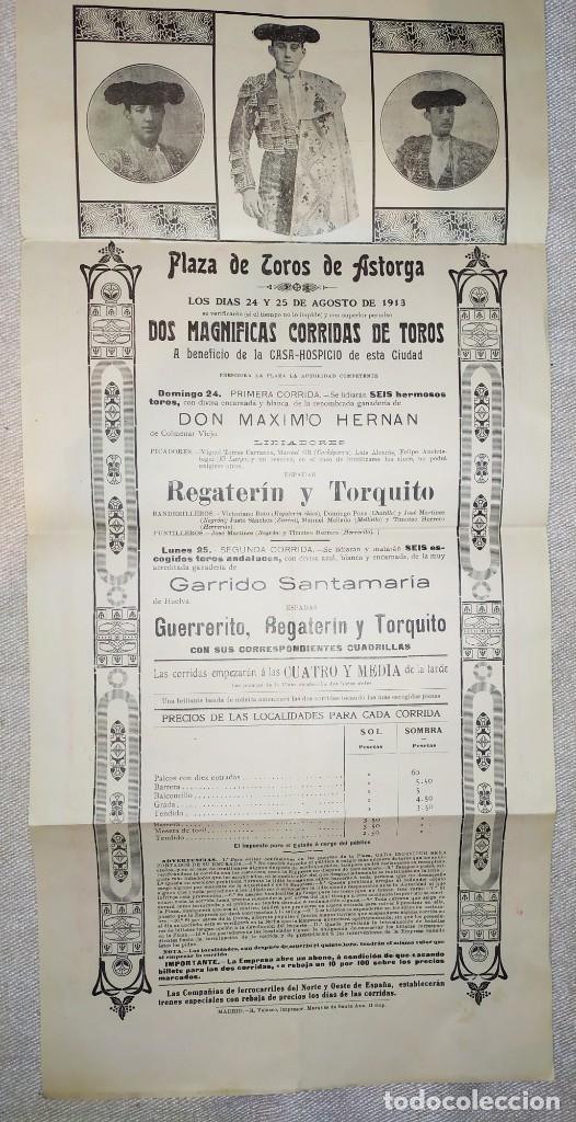 Carteles toros: ASTORGA CARTEL TOROS 1913 - Foto 2
